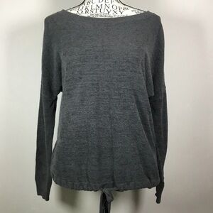 Barefoot Dreams dark grey sweatshirt tie front round neck soft lagenlook sz XS